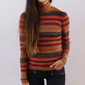 Vero Moda Striped Ribbed Turtleneck Sweater